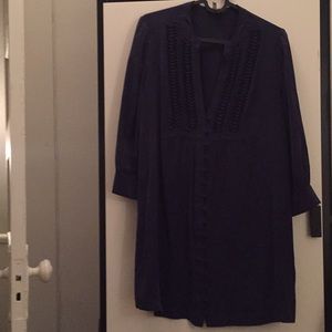 Joie indigo silk shirt dress